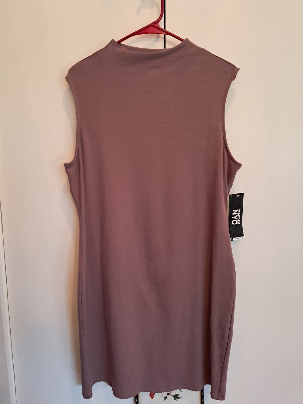 Madden NYC Sleeveless Mock Neck Dress - Mauve Pink